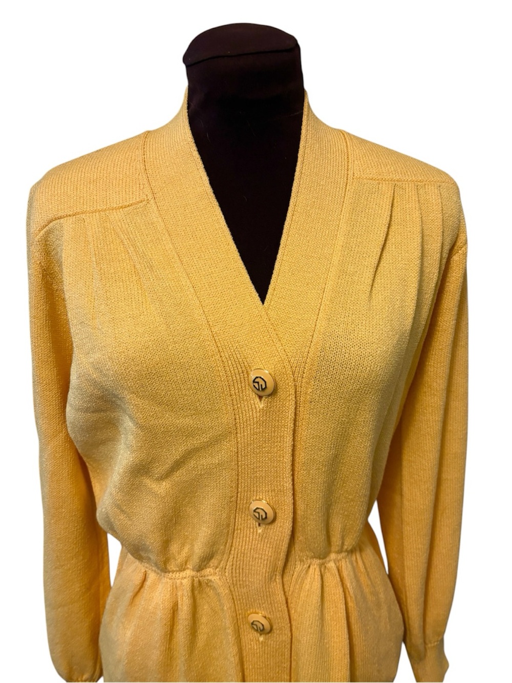 Vintage St. John by Marie Gray Santana Knit Butter Yellow Dress size 2 - Picture 5 of 16